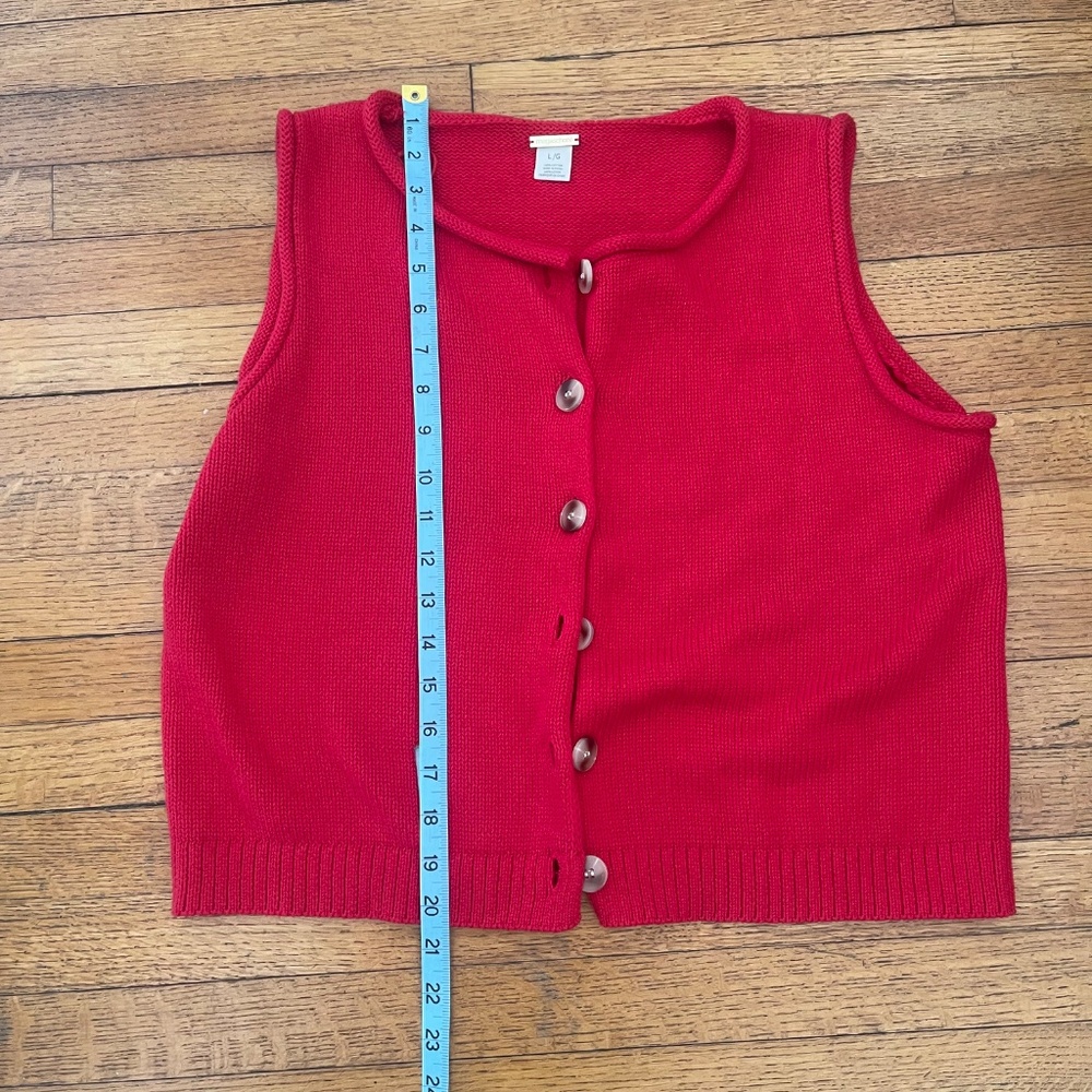 Magaschoni Red Knit Sleeveless Button Down Sweater Sz L - Picture 5 of 5